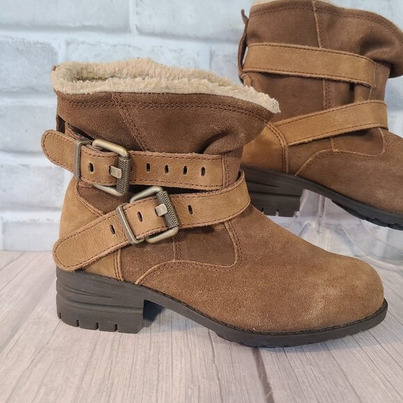 Caterpillar CAT Women's Jory Combat Boots Brown Suede Leather US Size 7.5 - Picture 2 of 8